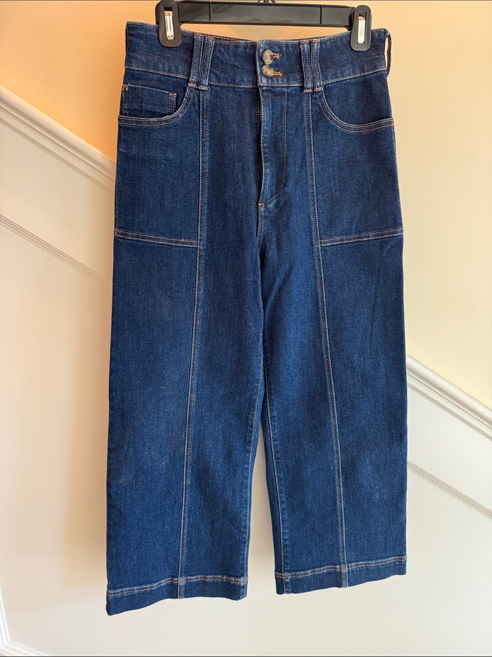 Anthropologie Pilcro High-Rise Wide-Leg Jeans in Dark Blue